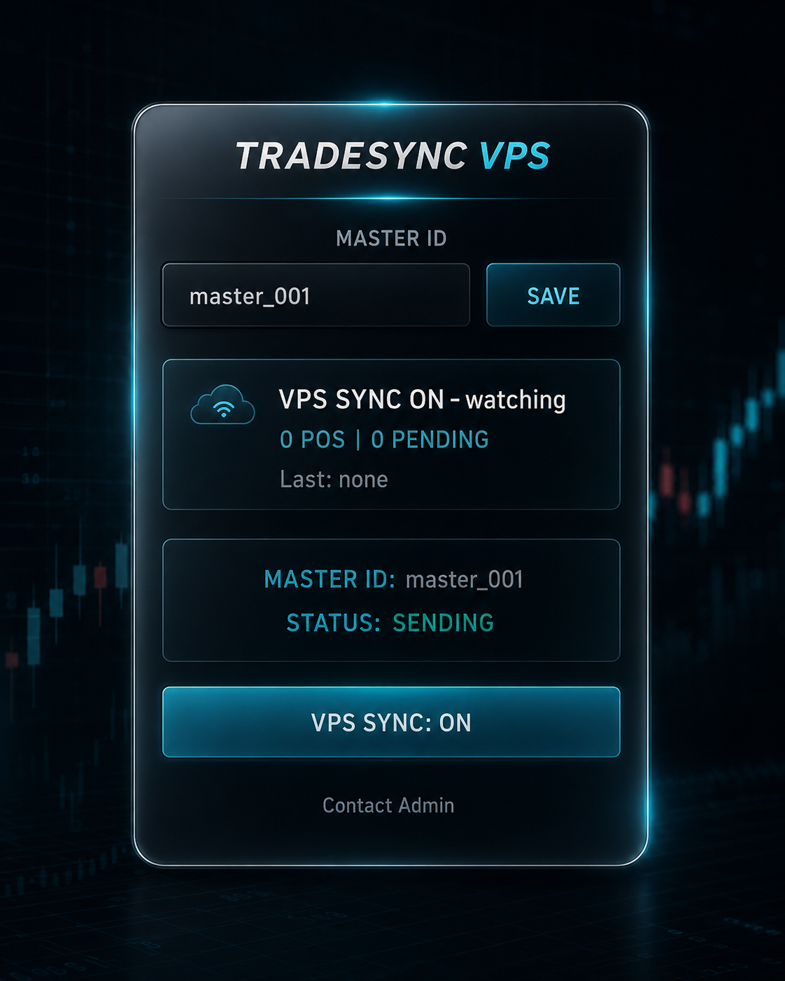 TradeSync VPS EA glass style panel
